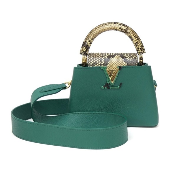 Louis Vuitton Capucines Green Python Leather Bag Shoulder - Picture 2 of 3